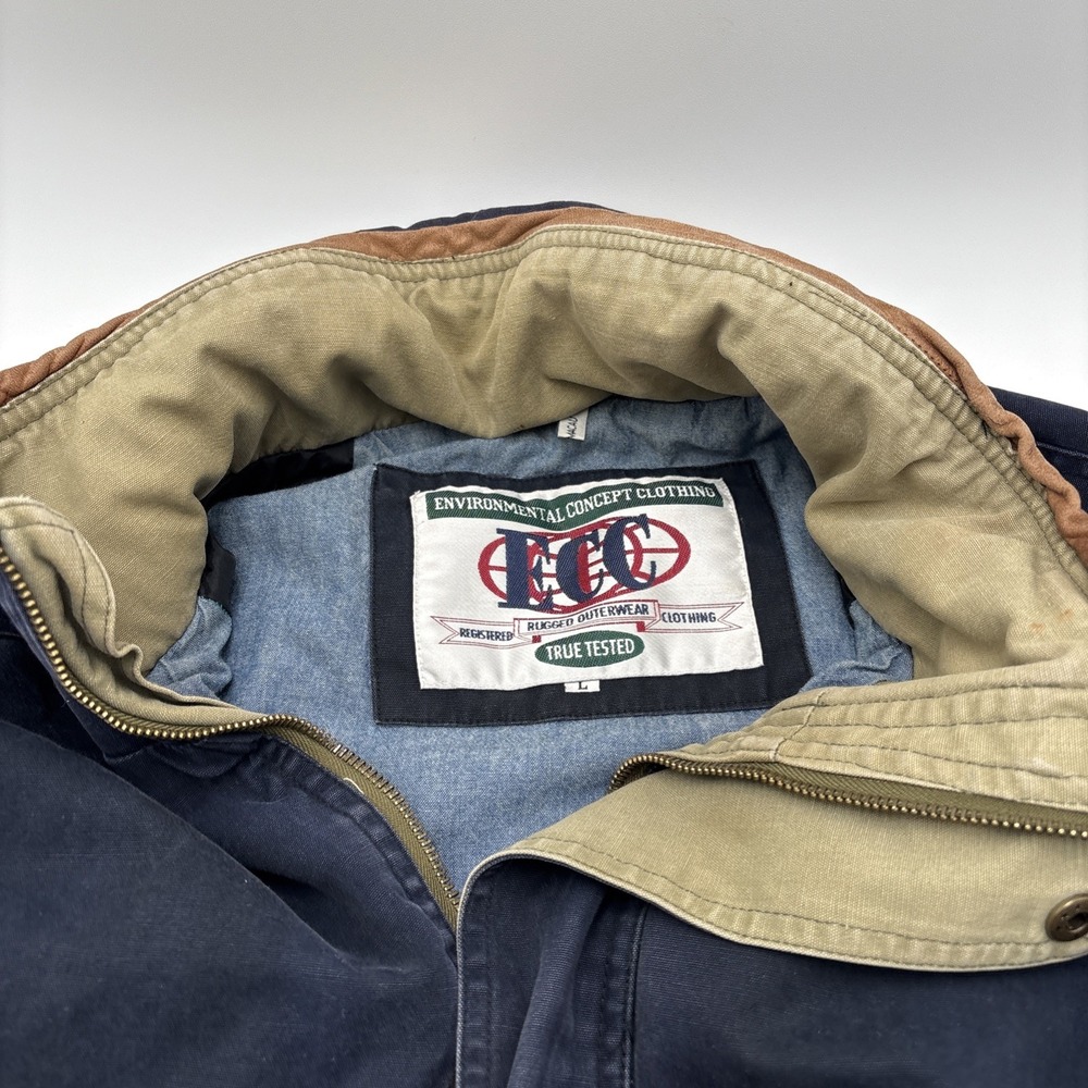 Environmental Concept Clothing Mens Coat Size Large‎ Hidden Hoodie Blue Zip Up - Picture 3 of 15